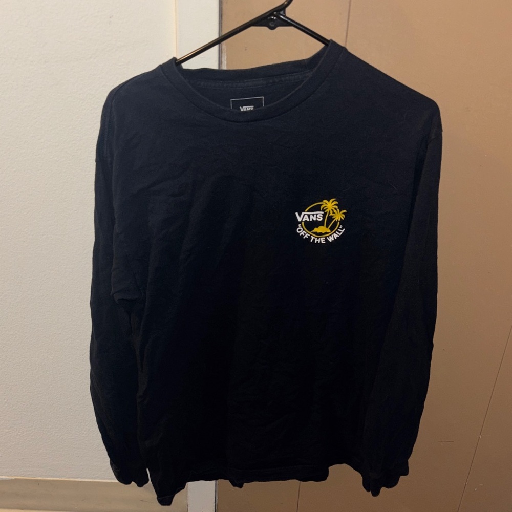 Vans Navy Blue Long Sleeve Tee with Yellow Palm Design